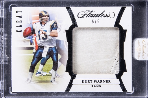 2020 Panini Flawless Football #FC-KW Kurt Warner Game Used Cleat Patch Card (#5/5) - Panini-Encased